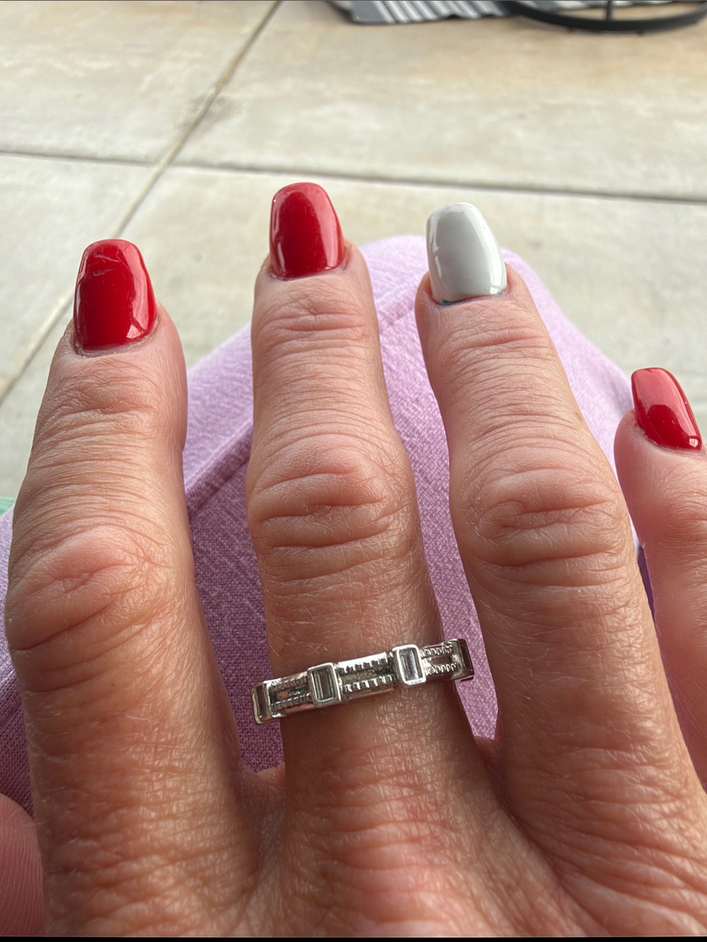 Textured Sterling Silver Geometric Band Ring in Silver